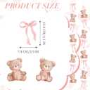 Peryiter 8 Pcs Bear Birthday Party Decorations, Baby Shower Animal Banner and Bow for Gender Reveal Birthday Bear Theme Boys Girls Decorations