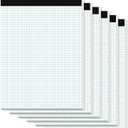 Zaviko Graph Paper Pads 8.5 x 11, 6 Pack, 4x4 Blue Quad Grid Paper Pad, White Quadrille Pad 8-1/2" x 11", Easy Tears Off, Grid Notebook 8.5 x 11, White 70 GSM Graft Paper, 30 Sheets/Pad