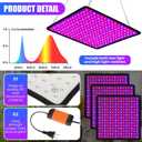 Liliful 4 Pcs Grow Lights Panel 200W Artificial Full Spectrum Grow Lamps with 225 LEDs for Indoor Outdoor Seedling Tent Flowe(Red, Blue)