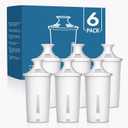 5 Pack Water Filters Compatible with Brita Pitchers, BPA-Free, US Standard, Fits Water Pitchers and Dispensers, Reduces Copper, Cadmium and Mercury Impurities, 50 Gallons