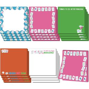 Gueevin 20 Pcs Mahjong Sticky Notes Pads Mah Jong Lovers Gifts for Birthday Mahjong Party Decorations Supplies(Novelty)