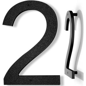 10 Inch Black House Numbers for Outside, Large Floating Home Address Numbers, Modern Outdoor House Number for Wall Street Garage Gate (2)