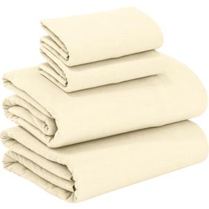 RUVANTI 100% Cotton Flannel Sheets King Size - 4 Piece Warm, Soft & Breathable, Deep Pocket, Double Brushed Cozy All Season Bedding Set, Cream