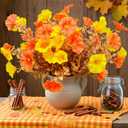 2 x Fake Fall Flowers Faux Artificial Fall Flowers for Outdoors Planters for Autumn Thanksgiving Decor (4, Fall)