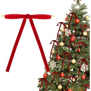 24pcs Red Velvet Bows for Christmas Tree Decorations 5x7in 3/8" Width Velvet Ribbon Bows with Twist Ties for Garland Wreath (Red) Pack of 2