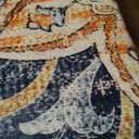 RELEANY Area Rugs 8'x10' Washable Non-Slip, Floral Vintage Distress Print Pattern Medallion Carpet for Living Room Bedroom Dining Room, Beige Navy Blue Orange Colorful