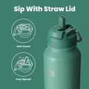 BOTTLE BOTTLE 40 oz sports water bottle stainless steel insulated water bottle with straw and pills holder, Green