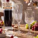 Sliner 48 Pack Plastic Vintage Wine Glasses and Champagne Flutes Set, Clear