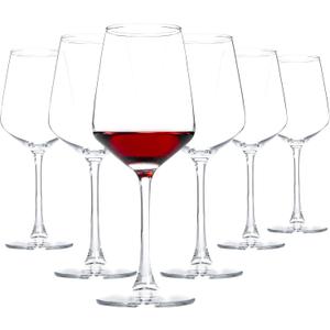 Red/White Wine Glasses Set of 6, 12 oz Clear Wine Glasses with Stem, Dishwasher Safe
