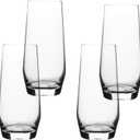 over&back 12oz Traditional Glassware - Set of 4 Classic Stemless Drinking Glasses for Parties, Get-togethers, and More - Mouth-Blown - Drink Cooler Glass for Kitchen and Dining Room - Clear (Water)