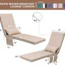 Outdoor Chaise Lounge Cushions with Head Pillow and Side Pockets, 3 Years Fade Resistant Water Resistant Lounge Chair Cushion, 72''L x 21''W, Set of 2, Beige