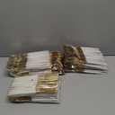 I00000 300 Pcs Gold Plastic Silverware - Gold Disposable Silverware - Premium White Cutlery Set Include 100 Forks 100 Knives 100 Spoons,Plastic Cutlery Party Set for Party & Wedding