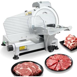 VEVOR Commercial Meat Slicer, 320W Electric Deli Slicer Machine with 10 inch SUS420 Blade, 0-0.4 inch Adjustable Thickness, for Frozen Meat, Ham, Baguett, Steak