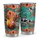 SANJEST Beautiful Highland Cattle Cow Stainless Steel Tumbler 20oz,Insulated Coffee Tumbler Cup with Lid and Straw, Double Walled Travel Coffee Mug for Hot & Cold Drinks