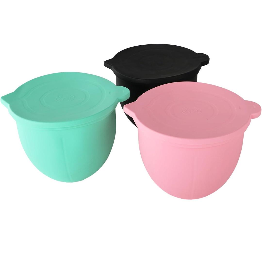 Silicone Liners for KitchenAid 7 Quart Stand Mixer - Bwol Liners for Kitchen Aid Mixer, No More Mixer Bowls Needed - 3 Liners & 3 Lids, Red & White & Black