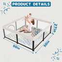 TOREVSIOR Foldable Baby Playpen with Mat, 50"50" Collapsible Play Pen for Babies and Toddlers, Indoor & Outdoor Kids Safety Play Pen, Portable Play Yard, Foldable Baby Playpen with 50 Ocean Balls