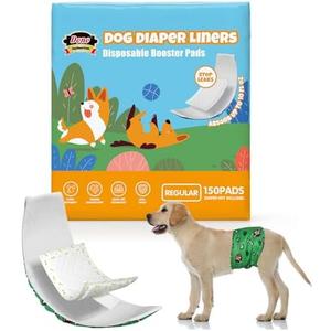 Dono Dog Diaper Liners for Male and Female Dogs, Super Absorbent Dog Booster Pads, 150ct Disposable Doggie Diaper Inserts Fit Reusable Male Belly Bands, Wraps, Washable Period Panties, Regular