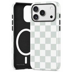 Jusy Compatible with MagSafe Checkerboard Case for iPhone 17 Pro, Cute Aesthetic Checkered Magnetic Phone Case, Soft TPU and Hard PC Protective Phone Cover for Women GirlsMatte - Green & White