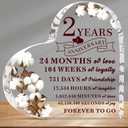 2 Years Anniversary Decor for Him Her Cotton Flower Drawing Print Acrylic Gift 2nd Anniversary Wedding Paperweight Traditional Second Year Marriage for Wife Husband Lover (Cotton Flower)