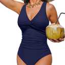 Holipick Women Tummy Control One Piece Swimsuit - Push Up Bathing Suit Full Coverage Slimming Swimwear, Medium
