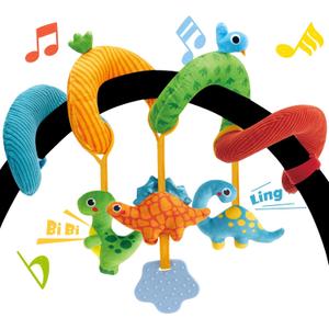 hahaland Car Seat Toys for Babies 0-6 Months Boy - Baby Toys 0-6 Months - Rattle, Mirror, Crinkle, Squeaky, Developmental Carseat Stroller Travel Birthday Gift for Infants