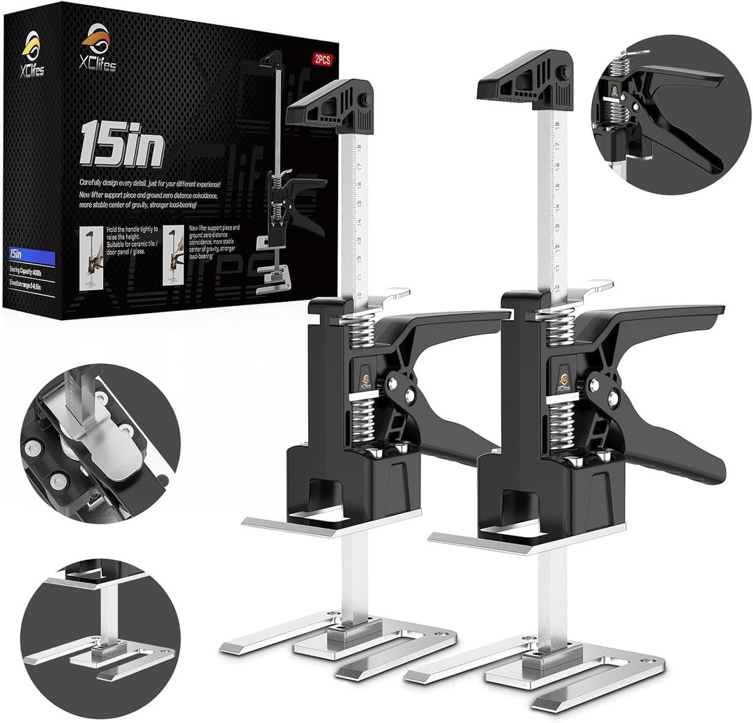 Labor-Saving Handle 2 Pack, Construction Jack, Wall Tile Locator, Multi-Function Height Adjustment Lifting Device, Door Panel Lifting Cabinet Jack, Raised 9.8 in, Pair Dynamic Load 420 LB
