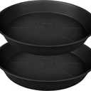 2 Pack of Plant Saucer Round, Depth Tray, Large Deep Plant Saucers for Pots, Heavy Duty Plastic Flower Plant Water Trays for Indoors Outdoor, Plant Drip Trays (Black), size: diameter 23 inch