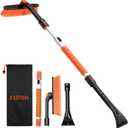 AstroAI 47.2" Ice Scrapers for Car Windshield and Extendable Snow Brush with Foam Grip and 360 Pivoting Brush Head for Christmas Car Auto Truck SUV(Orange) (Medium)