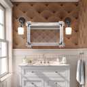 MeMoreCool White Farmhouse Bathroom Mirror, 30x20 Inch White Wood Framed Wall Mirror, Decorative Distressed White Vanity Mirror for Modern Farmhouse Bathroom Bedroom Living Room