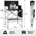 Makeup Chair for Makeup Artist 41'',Tall Directors Chairs Foldable with Side Table Cup Holder Storage Bag and Footrest, Folding Chair Makeup Chair for Clients 400lbs Capacity, without Mesh Bags