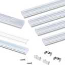 Muzata 6Pack 3.3FT/1M LED Channel Silver Aluminum U Shape LED Strip Channel with Transparent Clear Cover Easy Installation with Paper User Manual U1SW WT 1M (6*3.3ft)