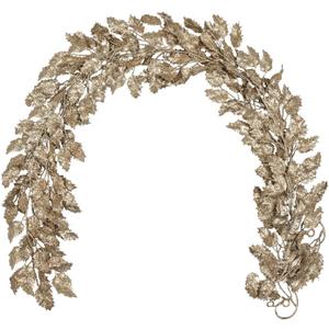 3 Pcs 6FT Christmas Garland Champagne Gold Glittered Artificial Holly Leaves for Mantle Christmas Tree Decorations Indoor Outdoor Hanging Garland Ornaments Garden Door Wall Window Stair Home Decor