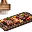 Large Wooden Charcuterie Boards with Handles,23.6x11.8inch Wooden Serving Trays, Rectangular BBQ Meat Cheese Board Platter for Party Appetizers, Home & Outdoor