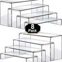 Aheroi Large Acrylic Risers, 8 Pcs 2 Set(7”L~8”L~9”L) Acrylic Display Set Rectangular Stands Shelf Clear Display Risers for Decor, Cake Shelves Retail Shoe Showcase