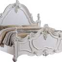 Frank King Size Bed, Carved Details, Finial Posts, Classic White Solid Wood