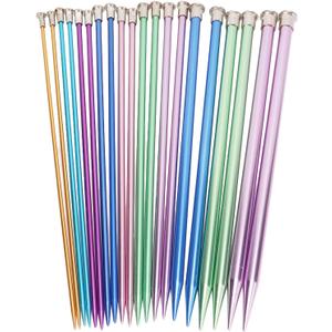 10 Pairs Knitting Needles Kit, Straight Single Pointed Knitting Needle Aluminum Sweater Knitted Needle in 10 Sizes for Handcraft Sewing Making Accessories