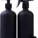 Black Boston Round Glass Bottles, 16oz | Glass Spray Bottle & Soap Dispenser | Reusable for Cleaning & More | Set of 2