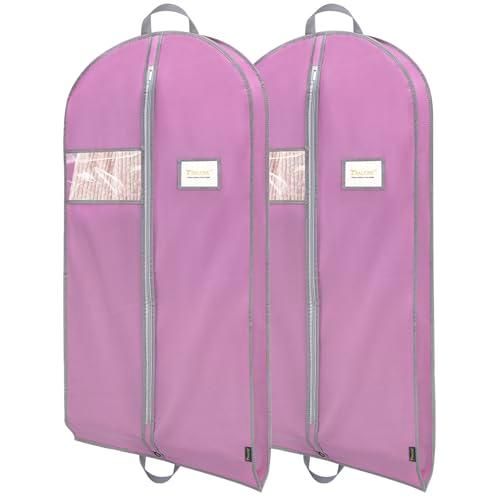 BALEINE 2PK Heavy Duty Garment Bag with Shoe Storage Travel Bag for Dresses, Suit, Coats Travel Essential (43", Pink)