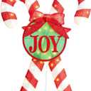 Glitzhome Lighted Christmas Candy Cane Outdoor Decor 35.5" H Holiday Decoration with 60 Warm White LED Lights, Stakes, Zips Ties