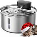 oneisall Cat Water Fountain Wireless: Stainless Steel 3.2L/108oz Cordless Pet Water Fountain, Ultra Quiet SilentFlow Pump, Battery Operated Automatic Water Dispenser for Cats Indoor, Motion Sensor