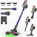 Cordless Vacuum Cleaner,500W 40KPa 60Mins Vacuum Cleaners for Home,Powerful Stick Vacuum With Green Light,Anti-tangle Wireless Vacumm, Rechargeable Vacuum for Pet Hair/Carpet/Hardwood Floor,Purple