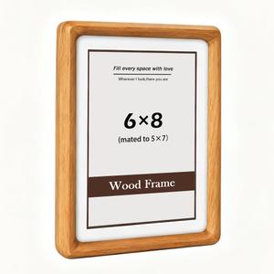 SZKYSJGS 6x8 Wood Picture Frame, Solid Natural Teak Photo Frame with Tempered Glass, 6 x 8 Wooden Frame Matted to 5x7, Wall or Tabletop Display