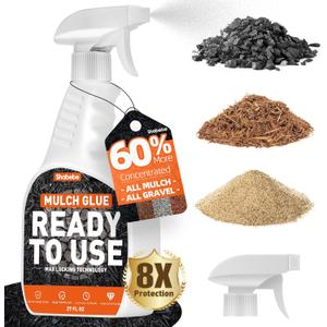 Mulch Glue with Sprayer -Ready to Use Binder for Landscaping, Fast-Dry No Dilution Landscape Glue Spray for Rocks, Binder, Mulch Lock and Pea Gravel Stabilizer 27OZ