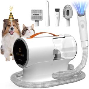 AIRROBO Dog Grooming Vacuum Kit,12000Pa Strong Pet Vacuum for Shedding,Grooming Hai,Quiet,PG100,2L Large Capacity (White)