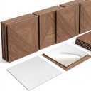 6 Pack Acoustic Wood Wall Panels, 23.6x23.6 Inch Sound Absorbing Panels with Full Adhesive Backing, Decorative Peel and Stick for Recording Studio & Home Office(Red Brown Walnut), 24X24