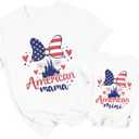 SUPEY Magical Family Vacation Shirts Americian Mommy and Me Flag Shirt 4th of July Baby Girl Outfit USA Short Sleeve Shirts (White)