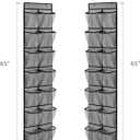 KEEPJOY Over the Door Shoe Organizer, Hanging Shoe Organizer with 4 Hooks,Door Shoe Holder with 14 Mesh Deep Pockets Closet Door Shoe Storage Bag (Grey-2Pack)