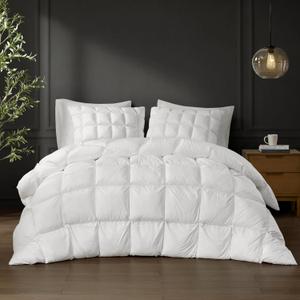 Madison Park King Comforter, Overfilled High Desity Down Alternative Fill Winter, 3D Puff Jump Tack Quilted Microfiber Fluffy Comforter, Corner Loops, Stay Puffed, King/Cal King, White