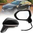 Left Driver side Mirror Fits 2018-2024 Toyota Camry with Power Glass, Heated, Turn Signal, Blind Spot Detection and Manual Folding Match to Black Replace 8794006840(7Pins)