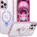 CASEKOO Designed for iPhone 16 Pro Case with Magnetic Invisible Stand [Military Drop Protection] [Compatible with MagSafe] Shockproof Slim Matte Translucent Case 6.3 Inch, Pink